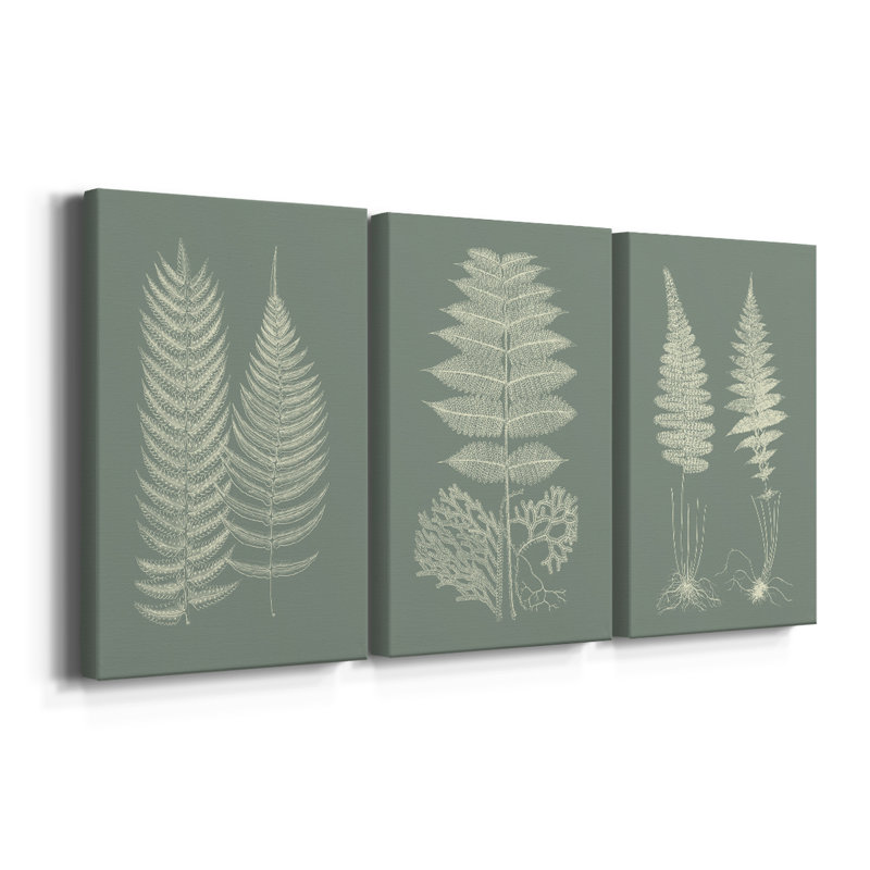 Fougères sur sauge - toile tendue sur mesure - 3 pièces, H 60 po x l 120 po