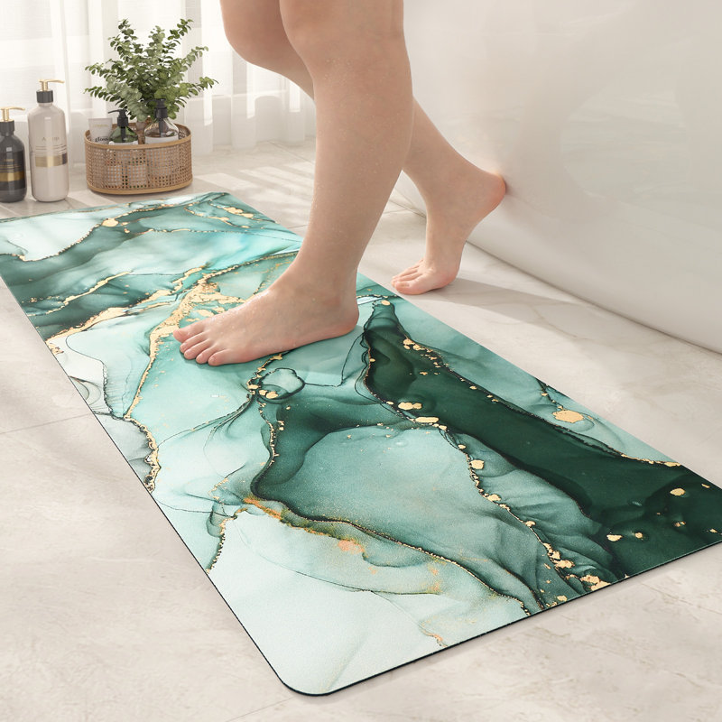 Zowie Non-Slip Bath Rug, 17" W x 43" L, Green