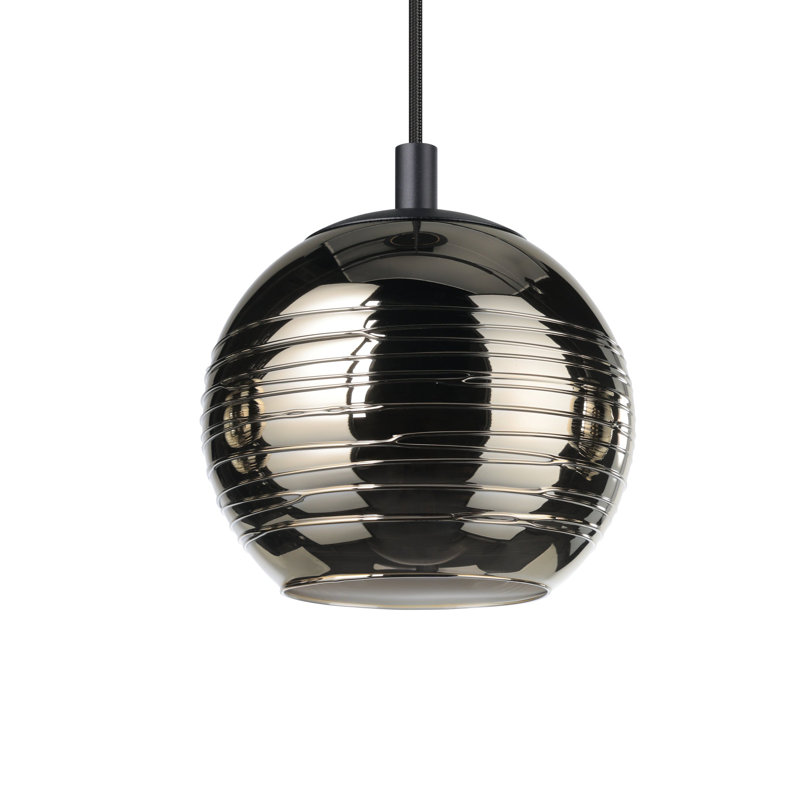 Luminaire suspendu noir 3 lumières avec abat-jour en verre fumé doré Myndi