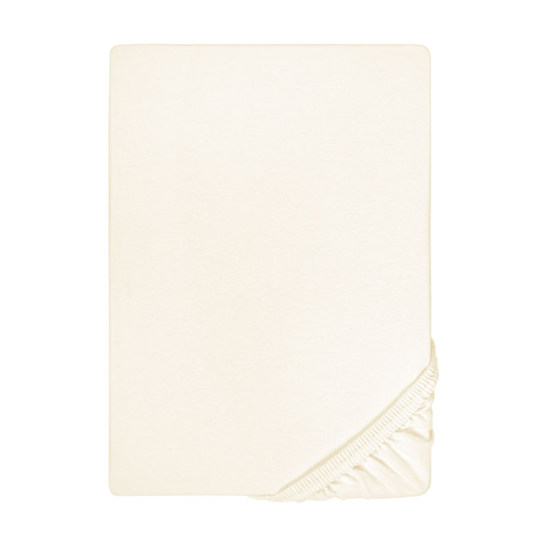 Cotton Blend Jersey Knit Fitted Sheet, Pearl, 140-160 x 200-220 cm
