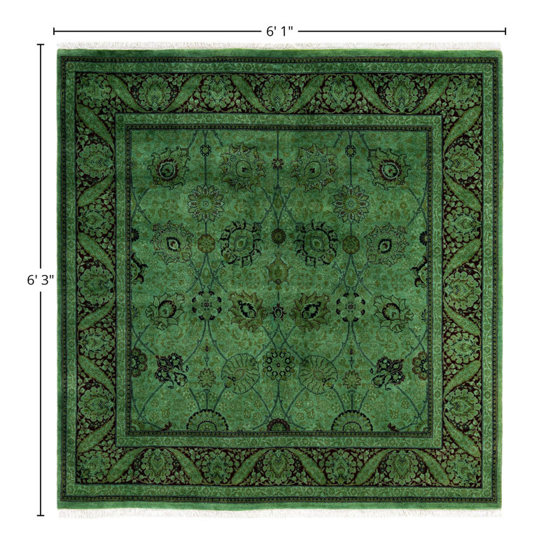 Overdyed One-of-a-Kind 6' 1" x 6' 3" Hand Knotted Area Rug