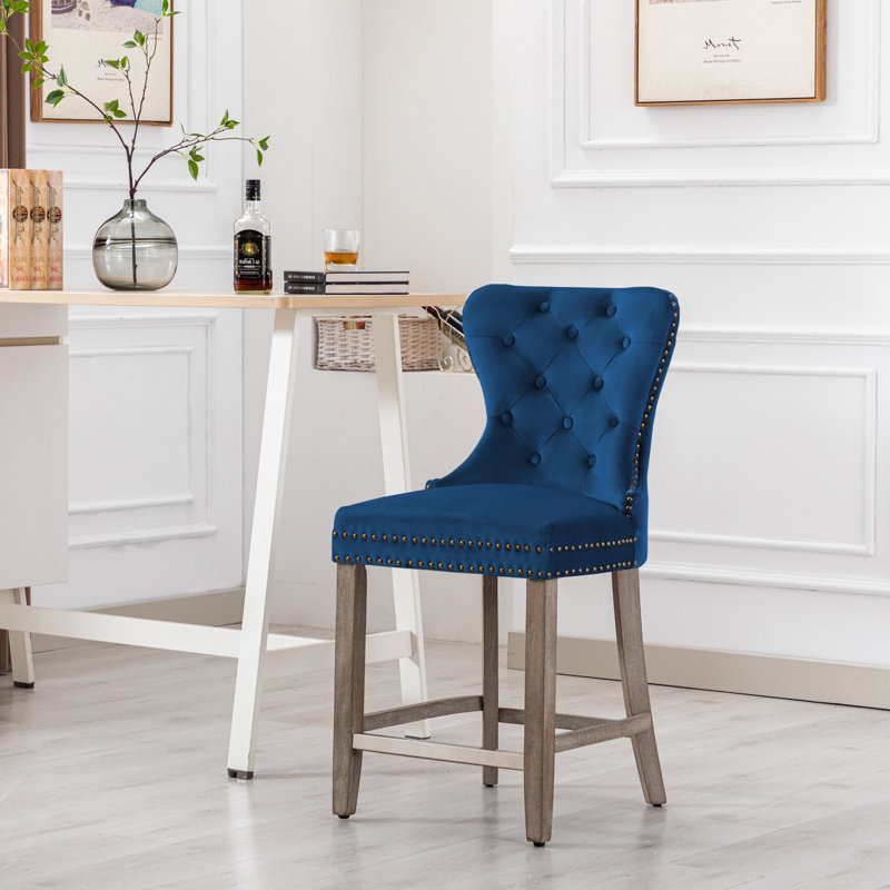 Tabouret de bar et de comptoir Kirsten, Tabouret de comptoir (siège d’une hauteur de 24, Bleu sarcelle / cadre noir
