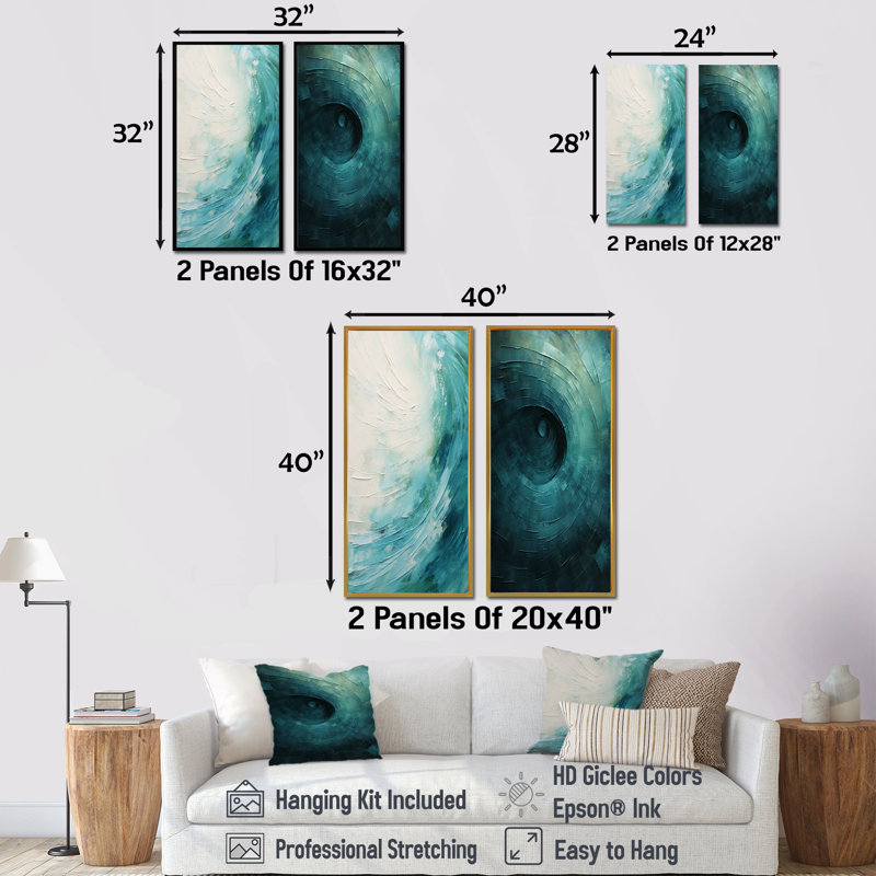Coleigh - Ensemble de 2 reproductions d'art sur toile, H 32 po x l 33 po, Cadre noir