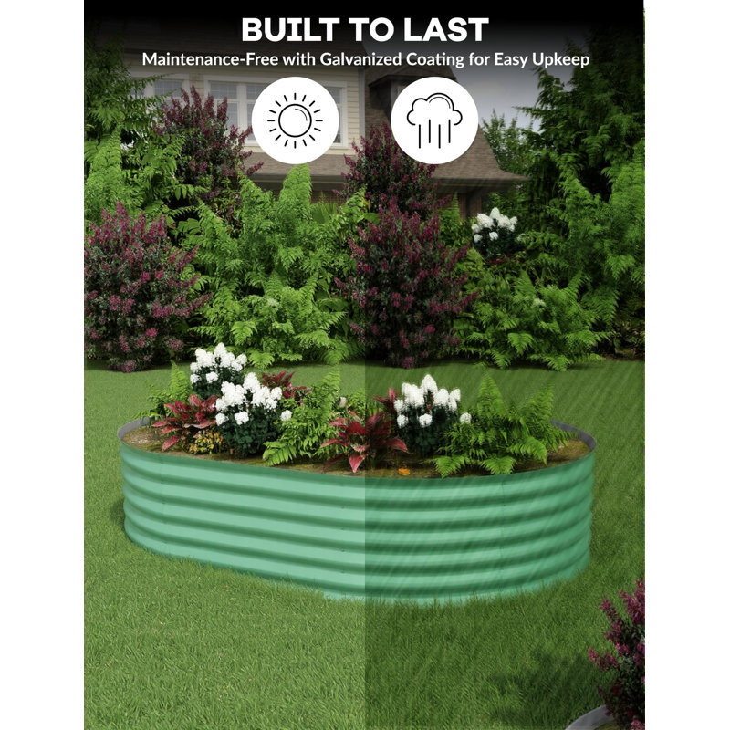 2 Pcs Raised Garden Beds Outdoor 8x4x1.5 ft - Galvanized Steel Planter Box for Vegetables, Flowers, Rust-Resistant Garden Box, Easy Assembly Raised Beds, Durable Planters for Outdoor Plants, Green