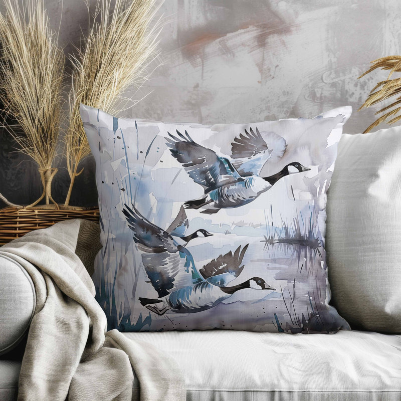 Coussin Three Oies, Carré 20 po, Gris