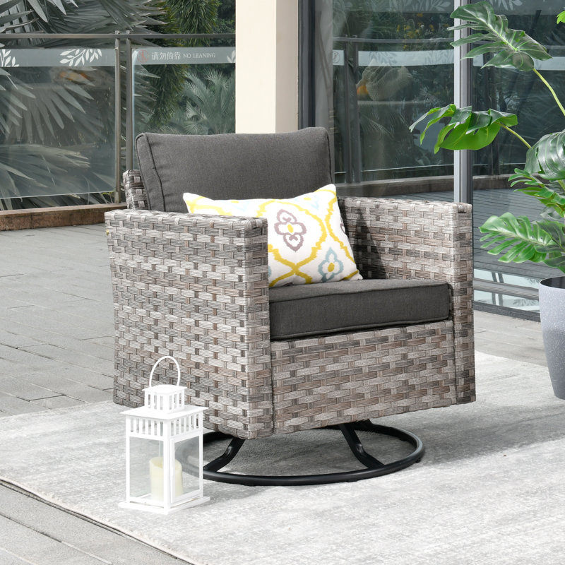 Ignatz Wicker/Rattan Outdoor Chair, Black