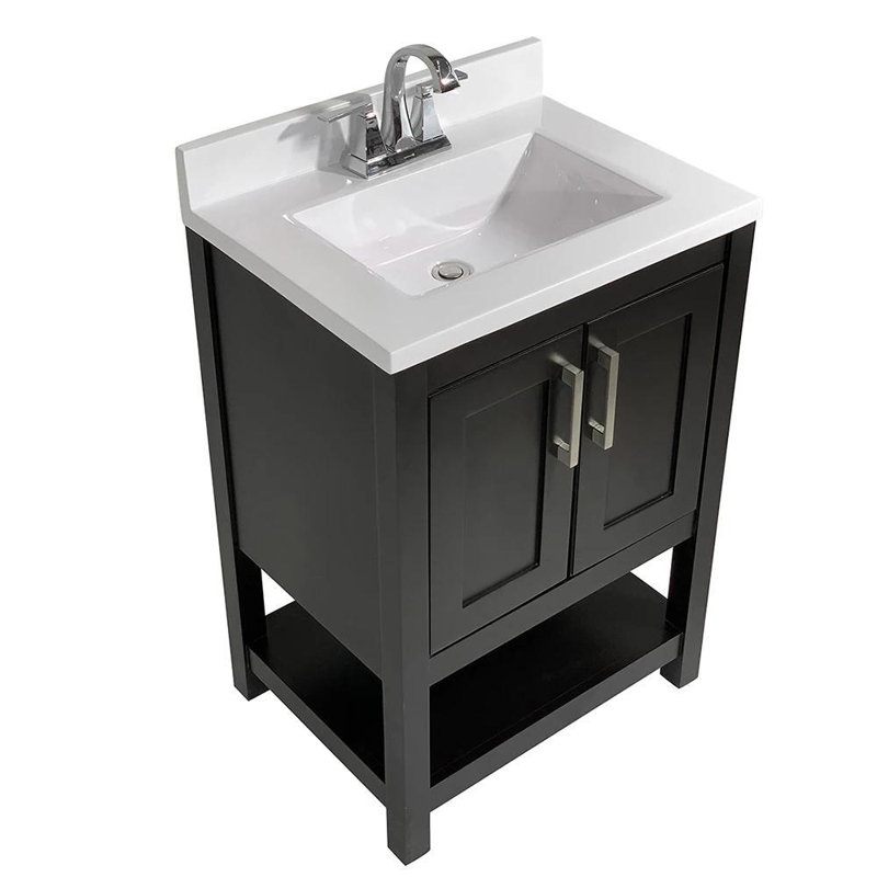 Ensemble de meuble-lavabo simple 25 po Datura, Espresso, Marbre de Carrare