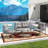 4-Piece Outdoor Rattan Patio Conversation Set, All-Weather Metal Frame Sofa Set with Glass Coffee Table & Removable Gray Cushions for Porch, Deck, Backyard-495284831