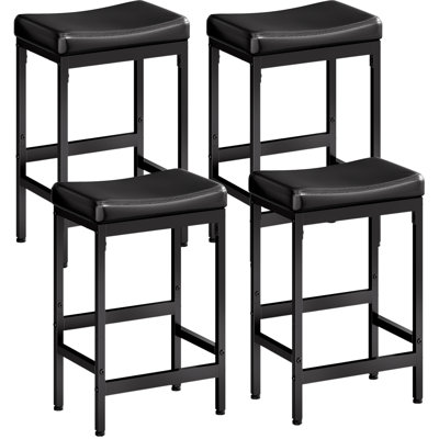 Ensemble de 4 tabourets de bar avec surface courbée, tabouret de cuisine en cuir polyuréthane avec revêtement de 2 po d'épaisseur, tabourets de bar avec repose-pieds