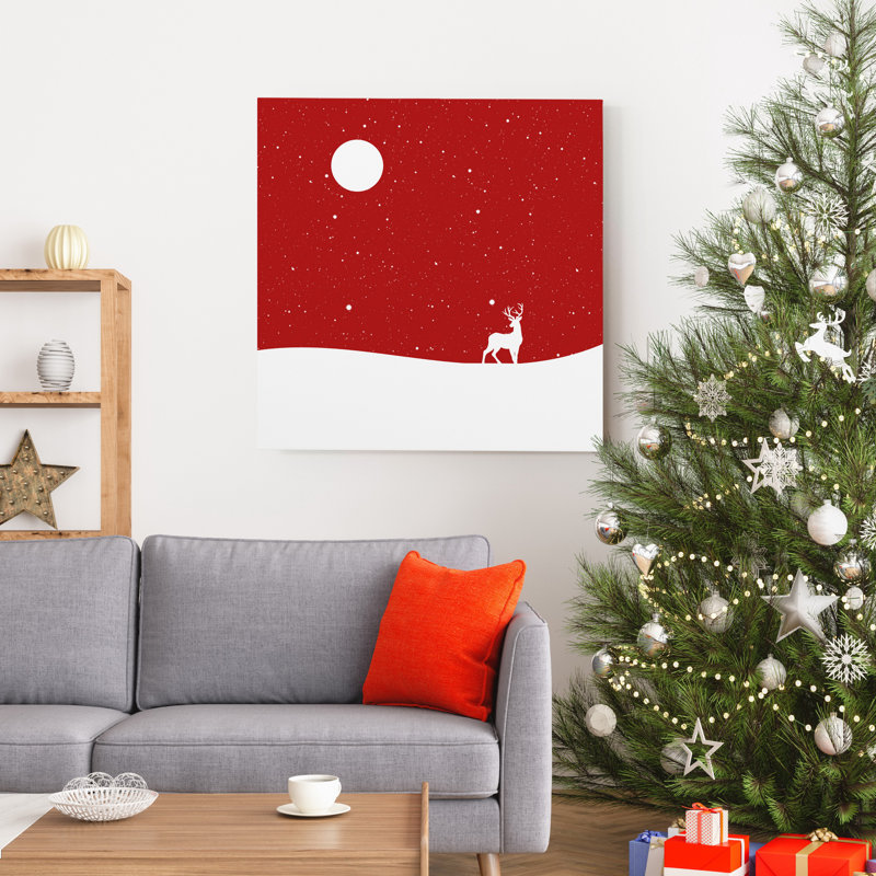 Reproduction d’art sur toile tendue rouge étoilé, H 16 po x l 16 po x P 1 po