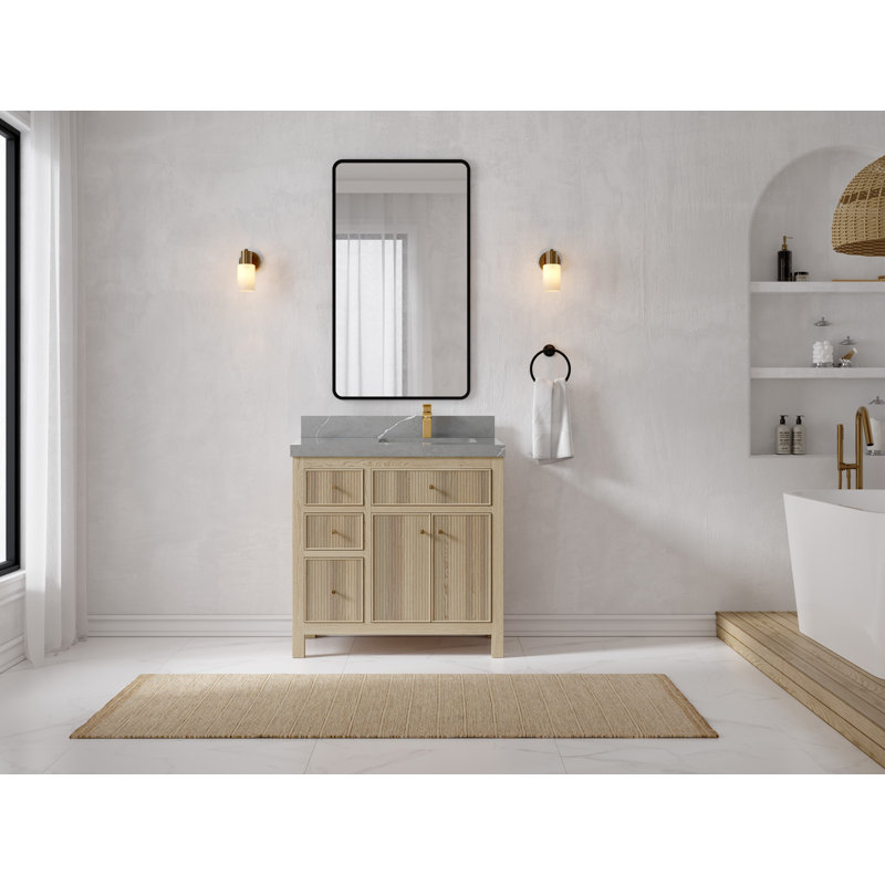 Ensemble de meuble-lavabo simple 36 po, Gris Piatra