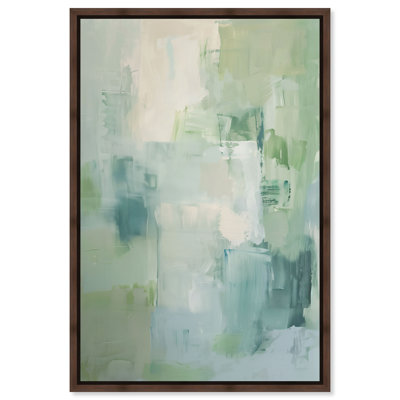 Mossy Patch II Framed Canvas Print Green Abstract Art by Art Remedy, Walnut Frame, 10 x 15