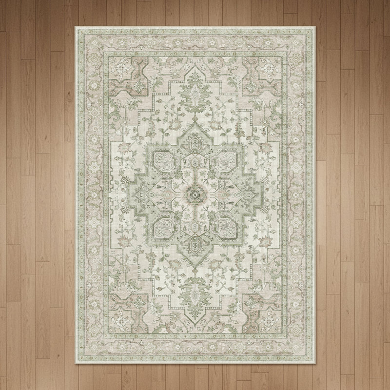 Tapis oriental performance Roehit, Beige/vert, Rectangle 6 pi x 9 pi