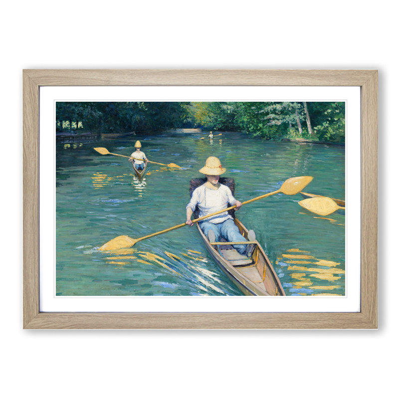 Skiffs on the Yerres by Gustave Caillebotte - Picture Frame Painting, Oak Framed, 27cm H x 36cm W x 2cm D