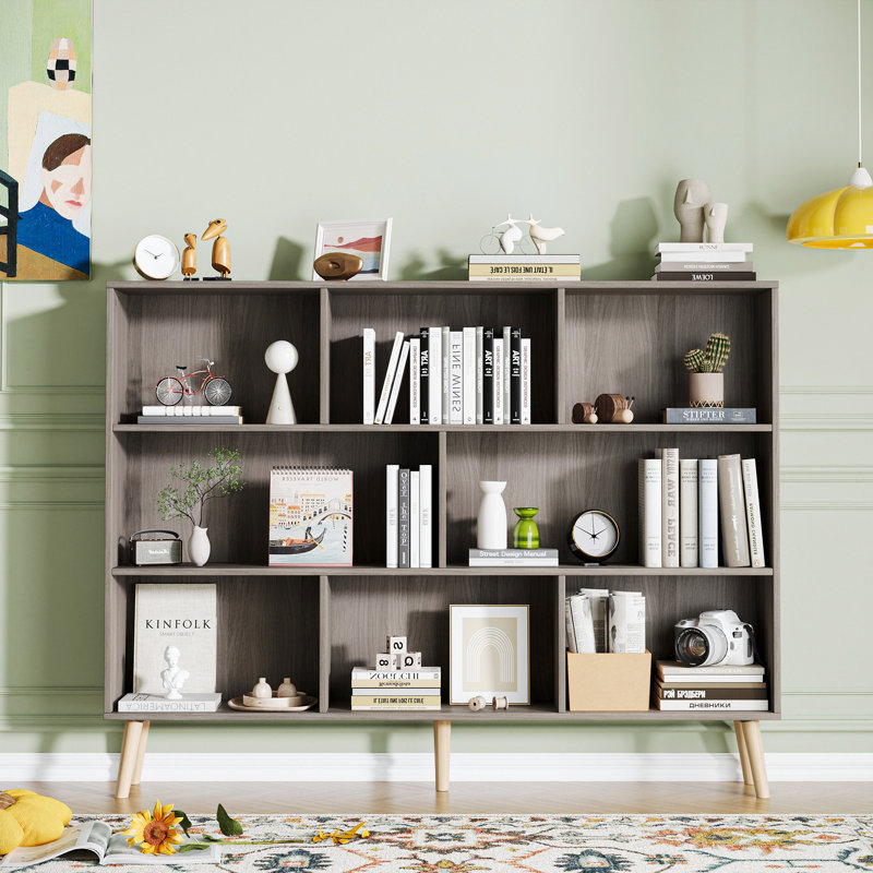 Bookcase, 42.5" H x 47.2" W x 9.4" D, Platinum Gray