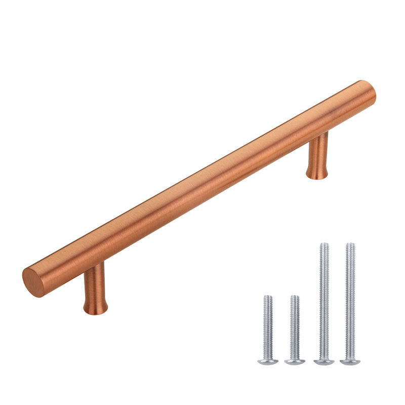5 Inch Hole Center Copper Kitchen Cabinet Handle 100% Solid Brass Drawer Pull (5-Pack), Copper