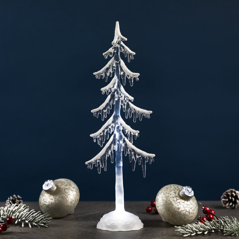 LED Lighted Acrylic Icicle Tree Christmas Decoration, 14" H x 4.5" W x 2.5" D