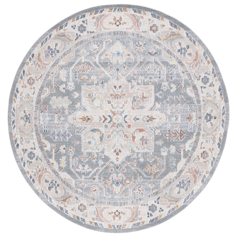 Tapis beige / bleu Bonnert Blair, Rond 6 pi 7 po