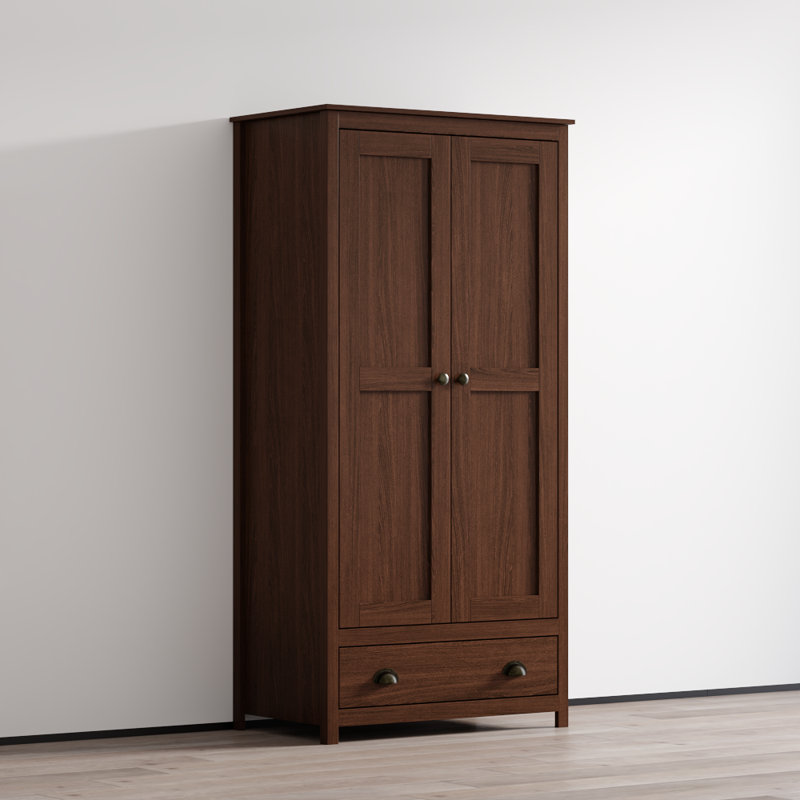 Topazio 35.7" Armoire with Adjustable Shelves, Hanging Rod, Walnut