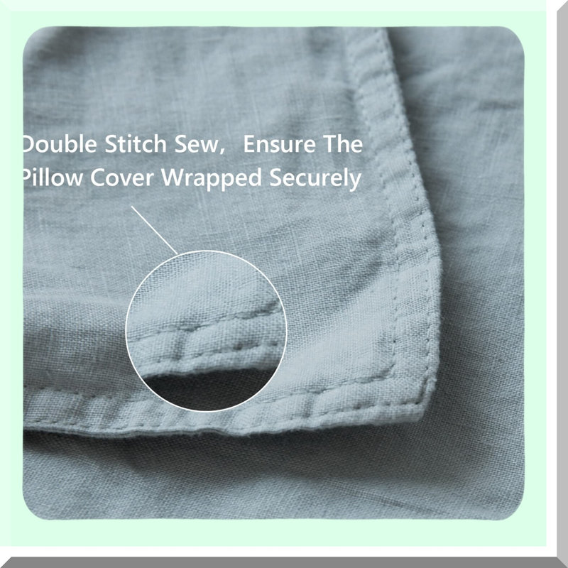 LinenLux Solid Color Pillowcase Set - Queen Size Washed Flax Pillow Cover - Envelope Closure - 20''x30'' - Set of 2, Blue