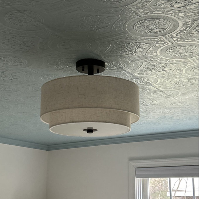 Nichoel Linen Semi Flush Mount - Gold Brass