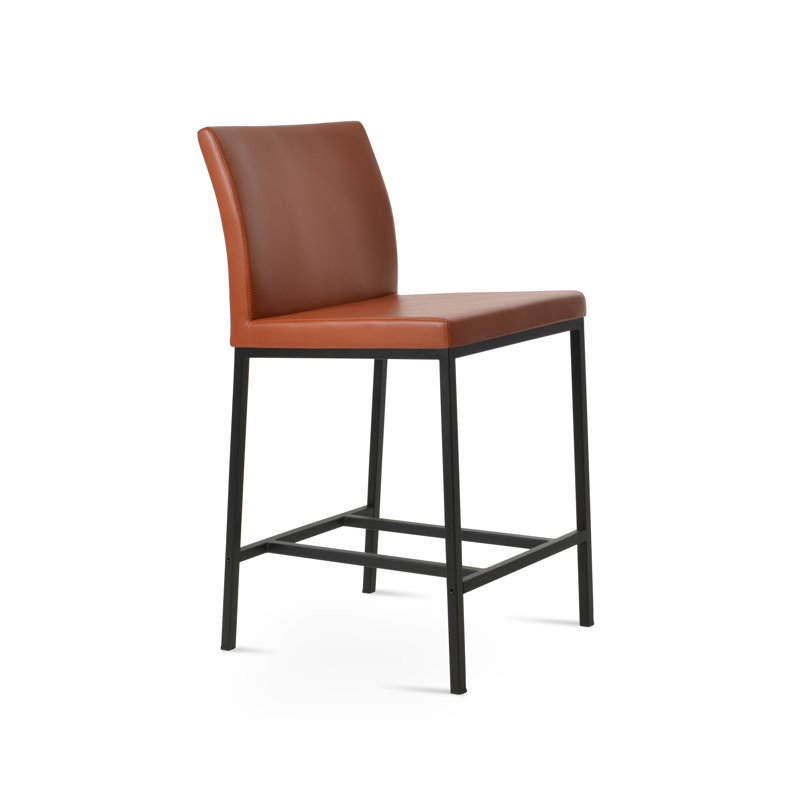 Tabouret Aria, Tabouret de bar (siège d'une hauteur de 29 po), Similicuir cannelle, Noir