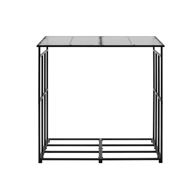 Support à bois d'extérieur durable de 4 pi avec toit incliné, rangement pour bûches de 1/4 po, capacité de 660 lb, métal thermolaqué pour une utilisation toute l'année
