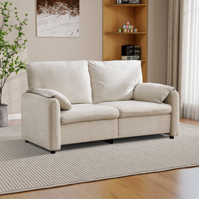 71.24" W Pillow Top Arm Loveseat With Down Fill Backrest And Armrest