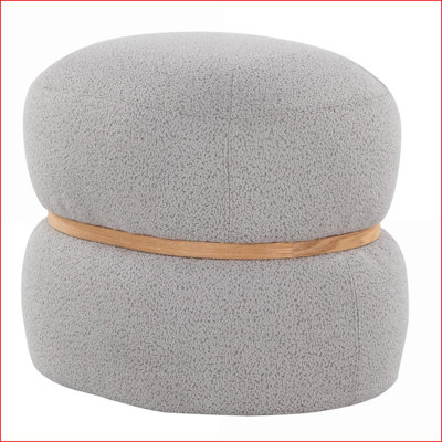 Repose-pieds: Pouf contemporain bouclé avec bois naturel - idéal pour le salon / la chambre à coucher / le bureau par LumiSource | Gris ardoise | Tissu bouclé