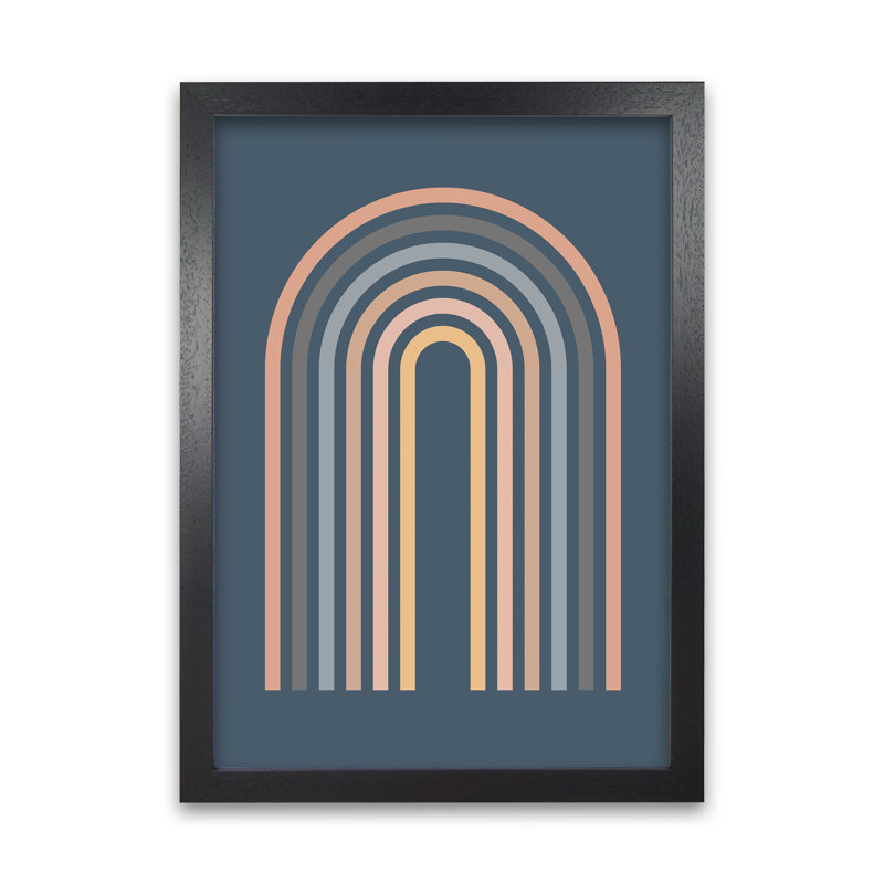 Mid Century Blue A - Print, Black Frame, 30cm H x 21cm W x 3cm D