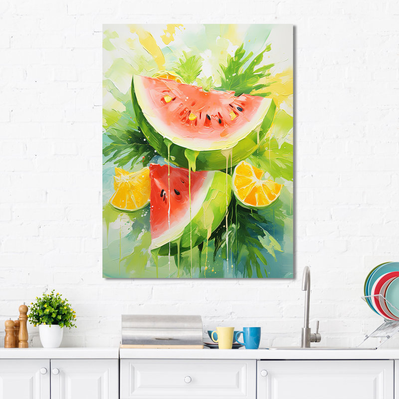 «Summertime Watermelon Fruit 5 - Fruits», art mural, H 20 po x l 12 po x P 1 po
