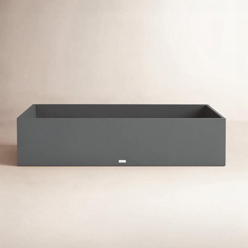 Metallic Series Handmade Metal Planter Box, Grey, 16.25" H x 60" W x 15" D