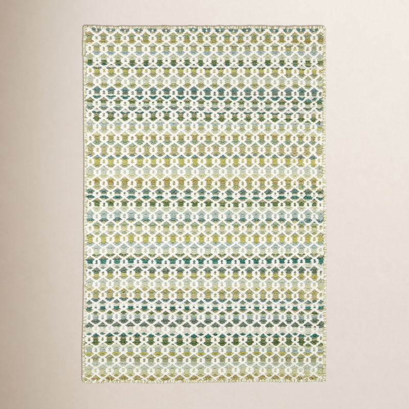 Tapis en laine tissé à la main Poppy Moss, Rectangulaire 2 pi x 3 pi