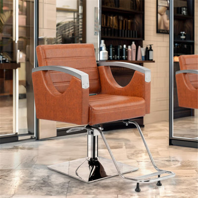 Heavy Duty Hydraulic Wide Seat Stylist Salon Chair Brown