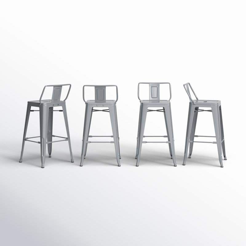 Devan Silver Metal Counter Height Bar Stools Set of 4