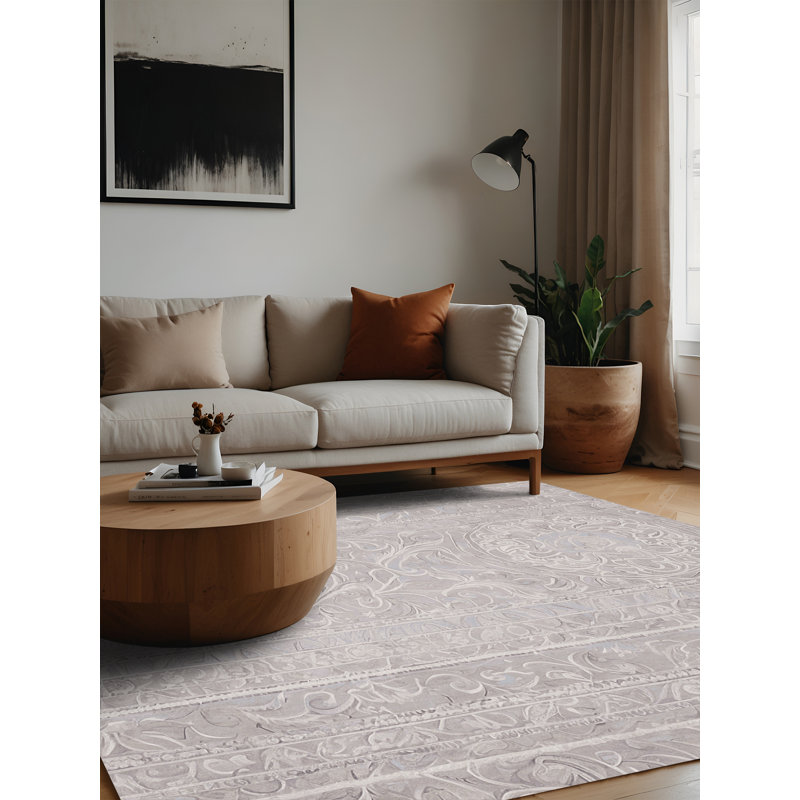 Machine Washable Gray Area Rug, Square 8'