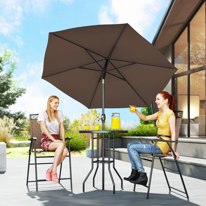 Aalbert 2 - Person Patio Dining Set with Round Table, Brown