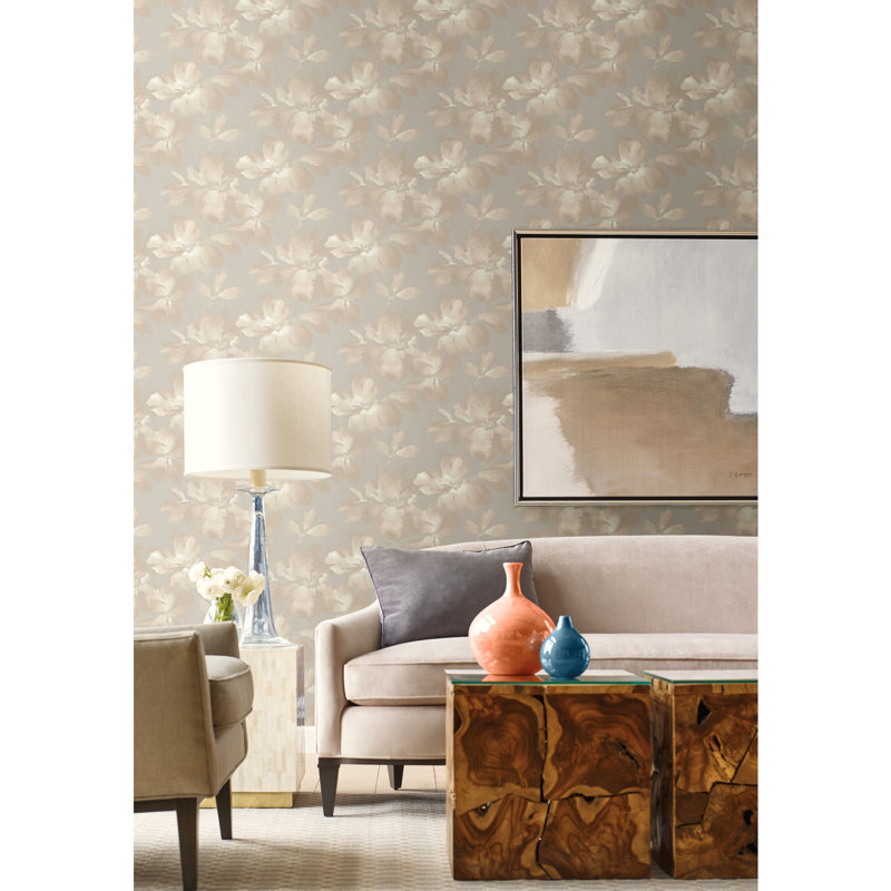 Floral Peel & Stick Wallpaper Roll, Brown