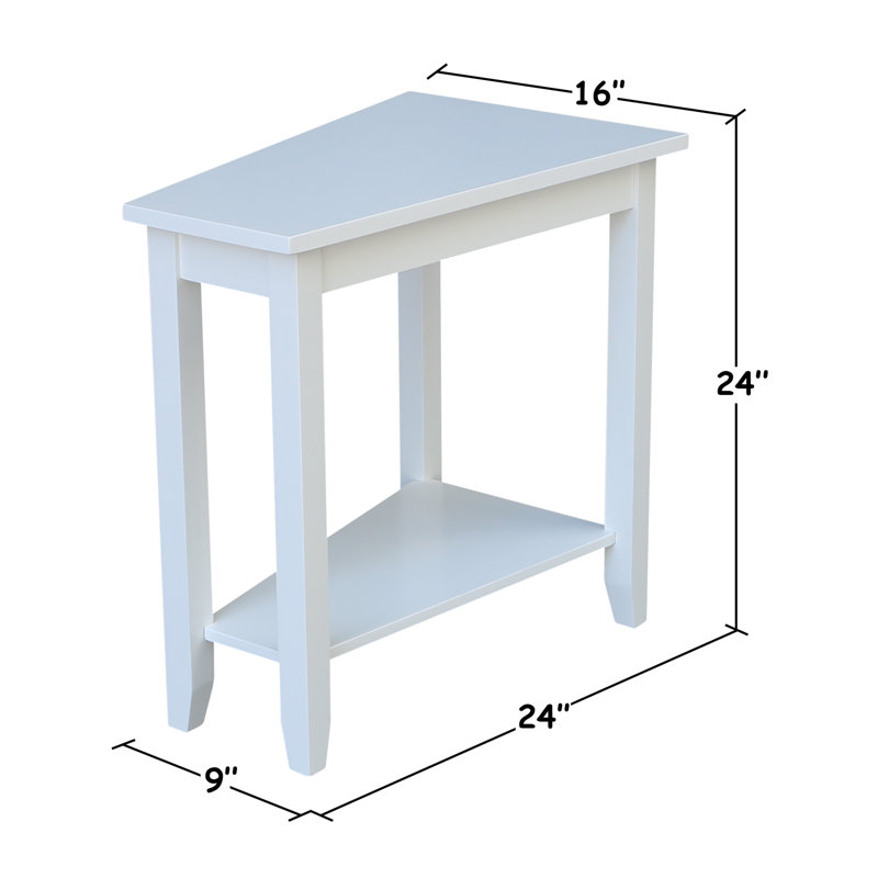 Attar Solid Wood Wedge End Table, White