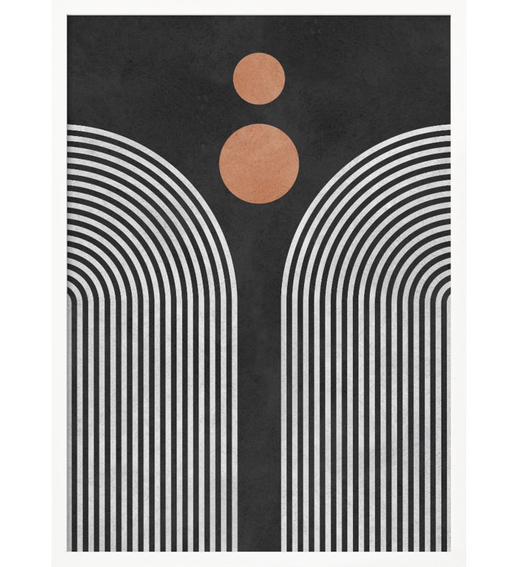 "Circles 3", art mural texturé encadré, Cadre blanc, H 24 po x l 18 po
