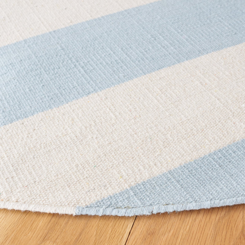 Tapis rayé bleu ciel / ivoire Brookvale, Rond 3 pi