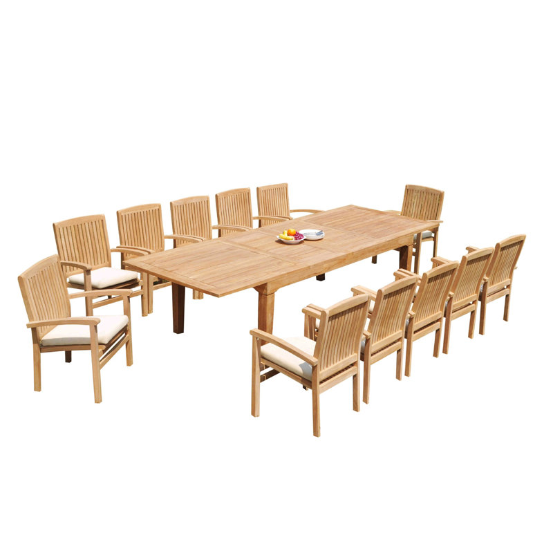 Ensemble repas 9 pièces teck Matamoros, 12