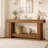 Mesa consola rústica de madera para entrada y comedor - Diseño compacto y funcional con doble nivel y estante abierto - Perfecta para pasillos y salones - Montaje sencillo