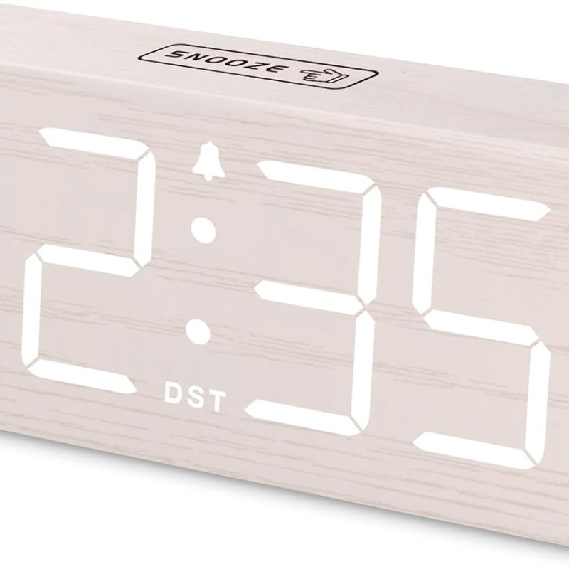 Réveil numérique en bois pour chambre à coucher avec grands chiffres