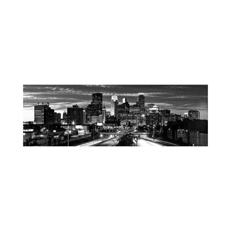 Minneapolis Skyline Cityscape - Wrapped Canvas Panoramic Print, 30.48 cm H x 91.44 cm W x 3.175 cm D