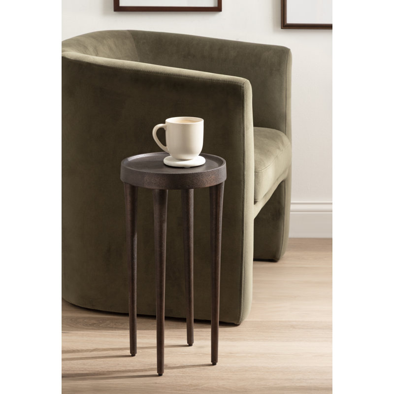 Table à boissons ronde en métal, Bronze, H 20,5 po x l 10 po x P 10 po