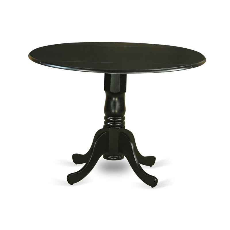 3 Piece Dining Room Furniture Set Contains a Round Kitchen Table with Dropleaf and 2 Dining Chairs, 42x42 Inch, Black & Cherry