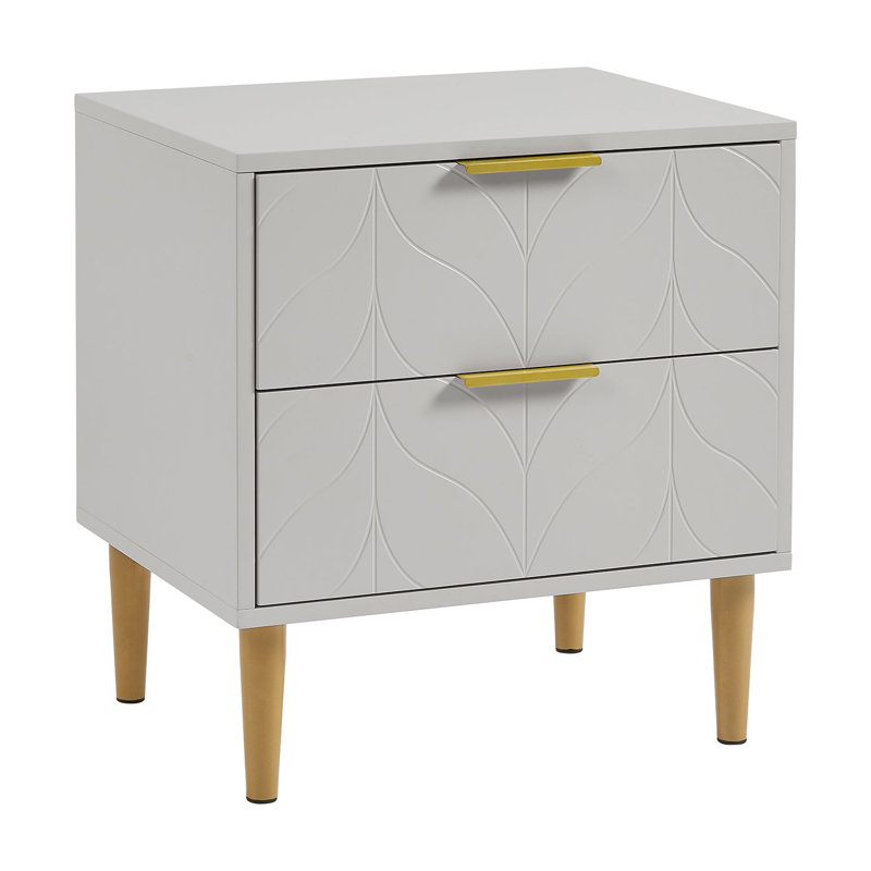 Adams 50cm W Manufactured Wood Bedside Table, Grey, Individual