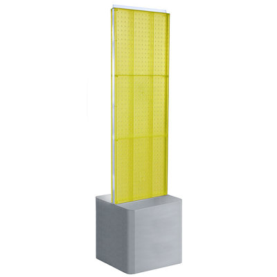 Two-Sided Pegboard Floor Display on Adjustable Studio Base. Panel Size: 16"W x 60"H
