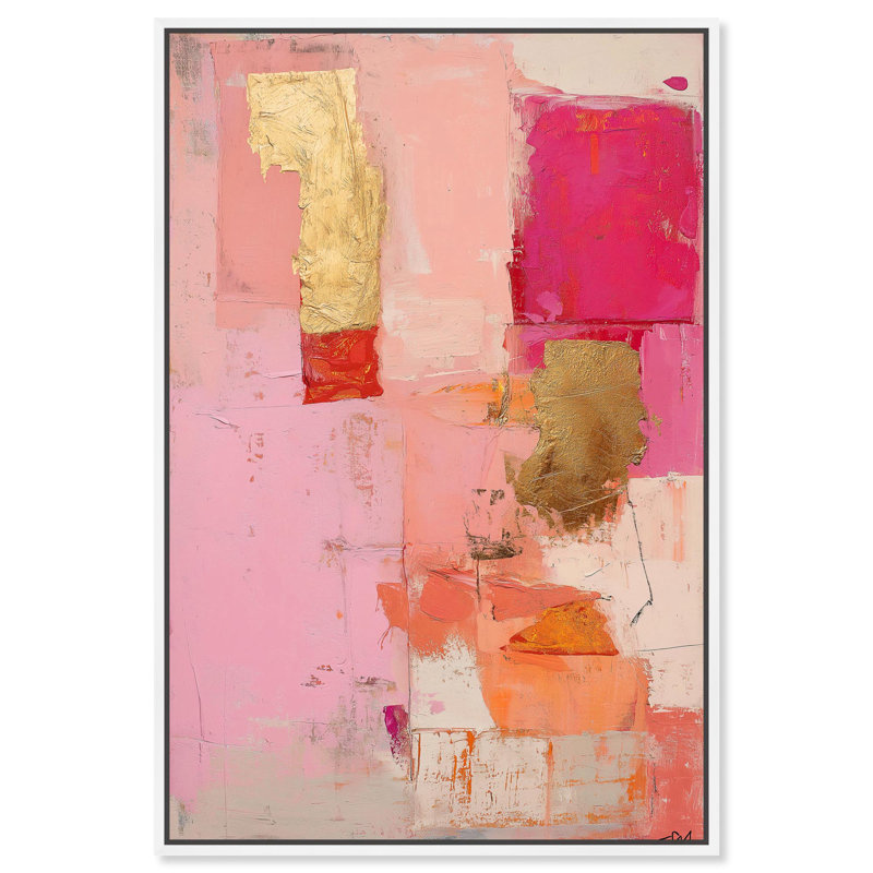 Art Remedy Blush Abstracts Canvas, 55" H x 37" W, White Floater Framed